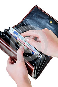 Wallet with euro bills