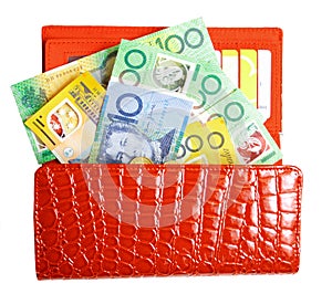 Wallet filled with Aussie dollars