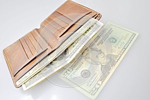 Wallet filled with usd