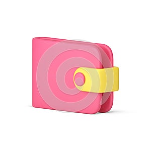 Wallet financial management balance accounting pink accessory for cash money 3d icon vector