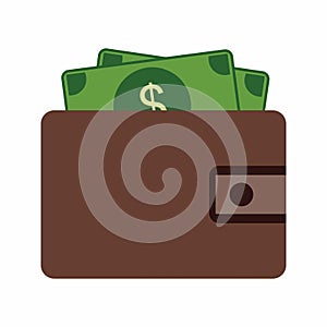 Wallet full of money icon vector image.