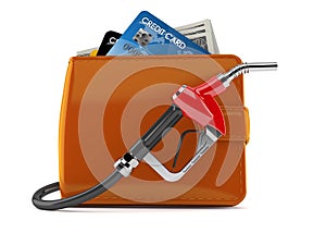 Wallet with gasoline nozzle