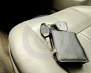 Wallet and Keys on the Front Seat