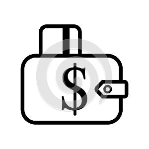 Wallet line icon. Affordability sign. Cash savings symbol. Quality design element. Classic style wallet. Editable stroke. Vector