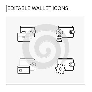Wallet line icons set