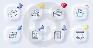 Wallet, Microphone and Financial documents line icons. For web app, printing. Vector