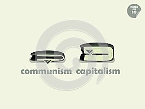 Wallet money comparison between communism and capitalism