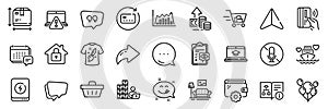 Wallet, Renew card and Shopping basket line icons pack. For web app. App line icons. Vector