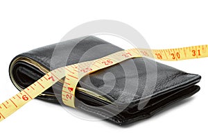 Wallet with yellow tape measure