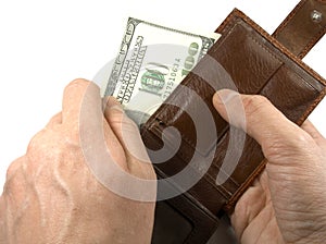 Wallets with dollars