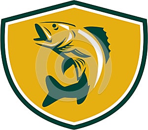 Walleye Fish Jumping Crest Retro