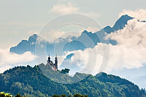 Wallfahrtskirche Frauenberg with clouds behind
