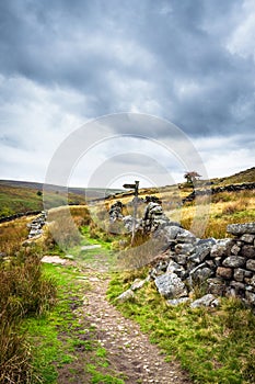 Walling on Haworth moor. Yorkshire