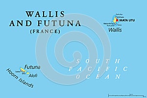 Wallis and Futuna, island collectivity of France, political map photo