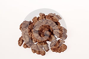 Wallnut kernels on white background