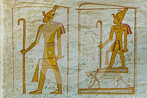 Wallpainting of the egyptian god Osiris photo