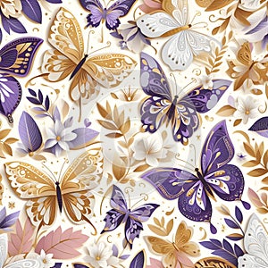 Wallpaper 3d classic butterflies florals ai generator