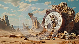 Wallpaper of Abandoned Timepiece, Generative AI