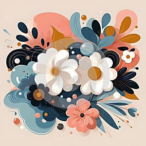 Wallpaper classic Florals painting vector colourful ai generator