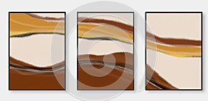 Wallpaper design, golden art. Blue, pink, black and orange watercolor illustrations, used for printing, hand-painted abstract,