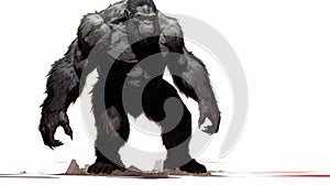 Tall Gorilla Illustration On White Background By Mike Mignola photo