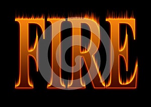 Wallpaper Fire with letters burning effect and fire detail on black background.