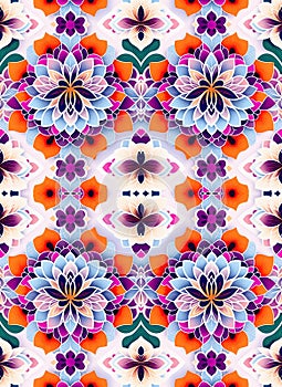 Wallpaper of flowers design for decorative rapport. Generative AI