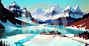 Wallpaper of frozen lake glacier landscape Global Warming Climate Change Ice melting Generative ai