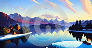 Wallpaper of frozen lake glacier landscape Global Warming Climate Change Ice melting Generative ai