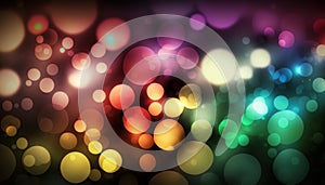 Wallpaper with a glamorous abstract multicolored bokeh background. Generative AI