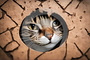 wallpaper hole cat Funny scratches claw isolated domestic beautiful wall mature damage paw sweet brown 1 paper scratch carnivore