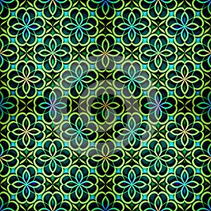 Wallpaper of Lucky Four Leaf Pattern mirrored repeat for background. Generative AI