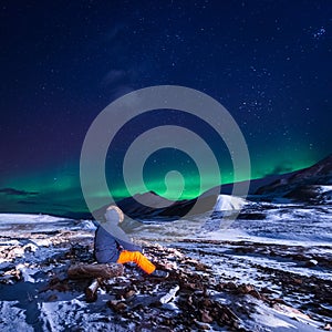 Wallpaper norway landscape nature of the mountains of Spitsbergen Longyearbyen Svalbard building snow city on a polar daynight wit