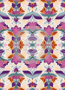 Wallpaper of pink flowers design for decorative rapport. Generative AI