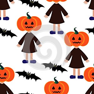 Wallpaper pumpkin girl bat