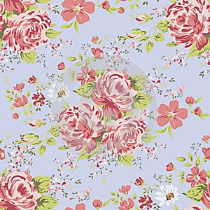 Wallpaper seamless vintage pink flower pattern.