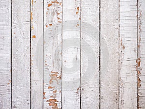 Wallpaper or texture for text, goods. White wooden fence made of planks