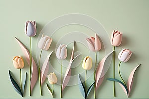 Wallpaper with tulips in pastel colors