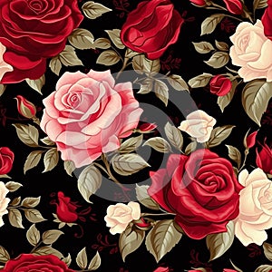 Wallpaper of watercolored seamless roses pattern