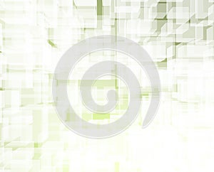 White mist Geometric composition in perpective with transparent cubes photo
