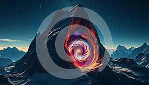 Vortex of Light in Mountain at Night generated