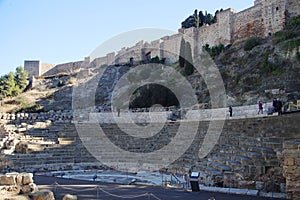 Walls of Alcazaba fortress, Malaga, Spain