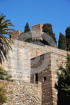 Walls of Alcazaba fortress, Malaga, Spain