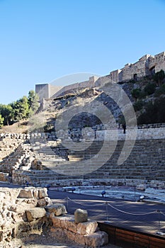 Walls of Alcazaba fortress, Malaga, Spain