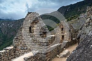 Walls and alcoves in the residential or urban sector of the Machu Picchu archaeological complex, Sacred Valley, Peru