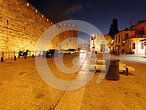 Walls of Ancient City at Night, Jerusalem