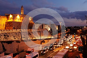 Walls of Ancient City at Night, Jerusalem