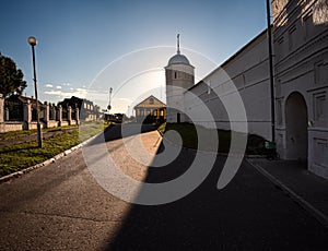 The walls of the ancient monastery in the city of Suzdal. The beauty of the Russian province