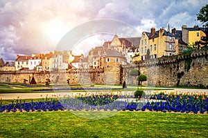 Walls of the ancient town and the gardens in Vannes. Brittany B