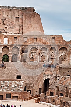 Walls and arcs inside Colosseum at Rome